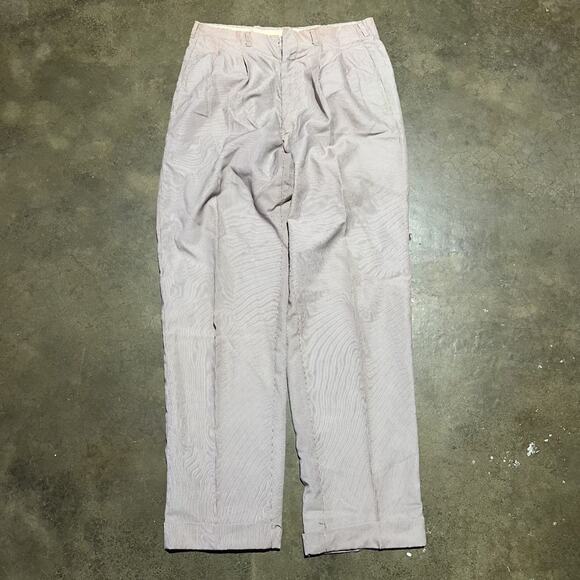 Vintage 60s Brown Striped Seersucker Nylon Pants 32x32 - Picture 1 of 7